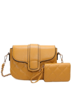 2 IN 1 Quilted Crossbody Bag XNR21077 MUSTARD